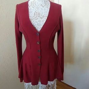 Free People Red Peplum Sweater